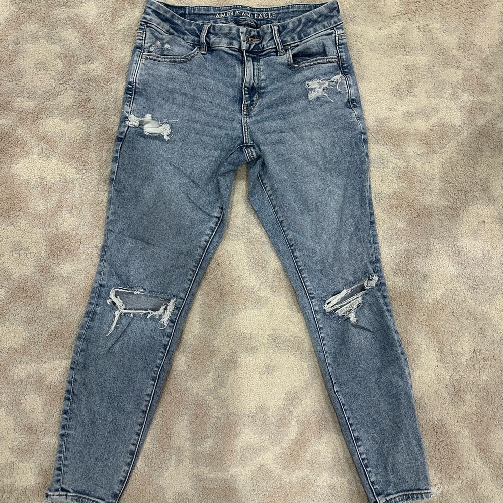 American Eagle Outfitters Ripped Skinny Jeans - Blue